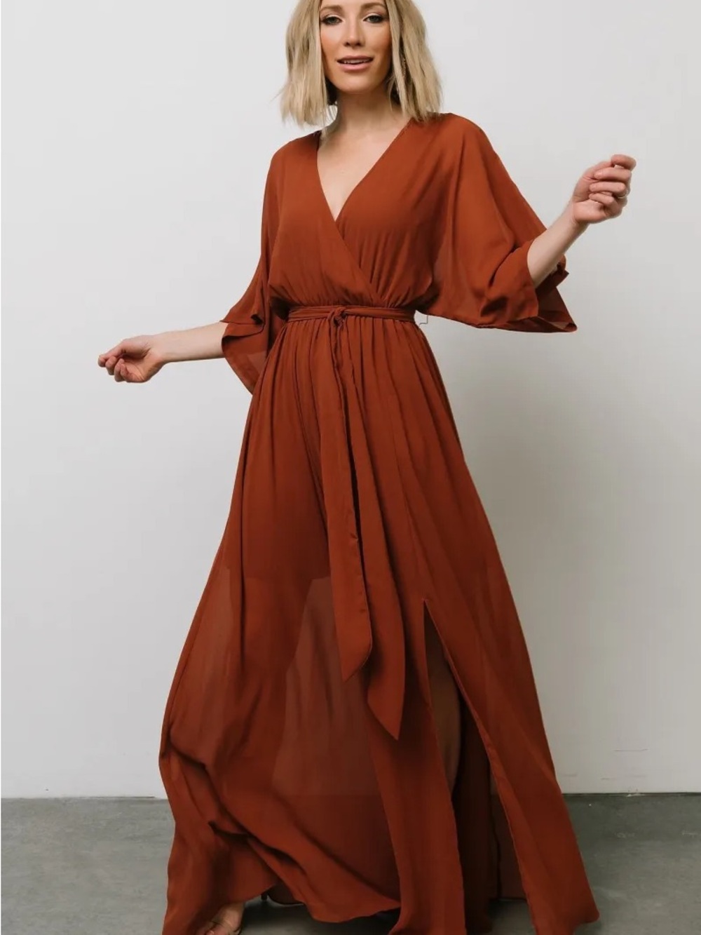 Baltic Born Kia Kimono Maxi Dress | Rust - M